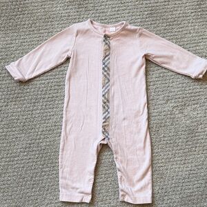 Burberry Light Pink Footie with Plaid Trim